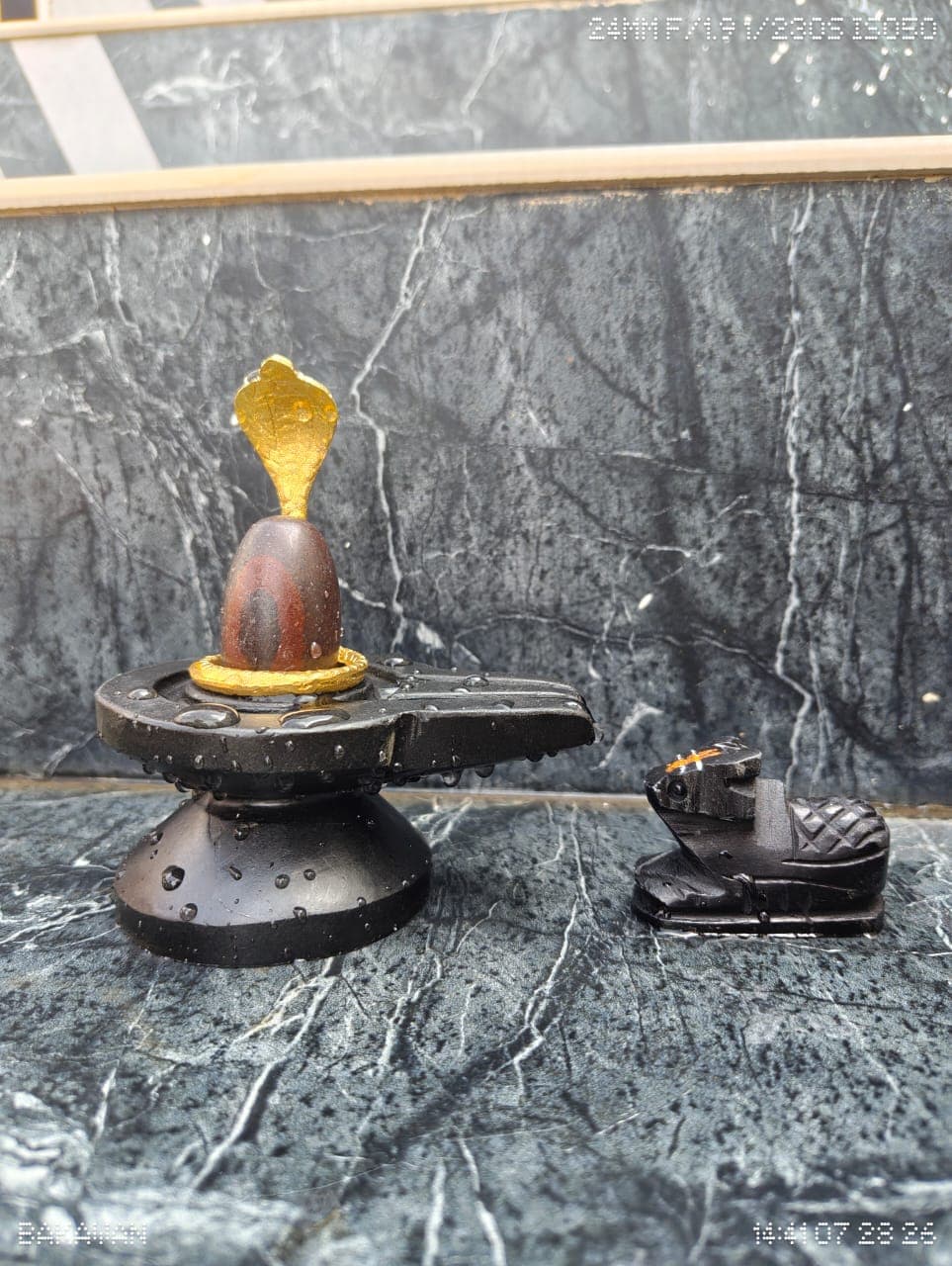 2 Inch Narmadeshwar Shivling with Natural Janeu Line & Nandi