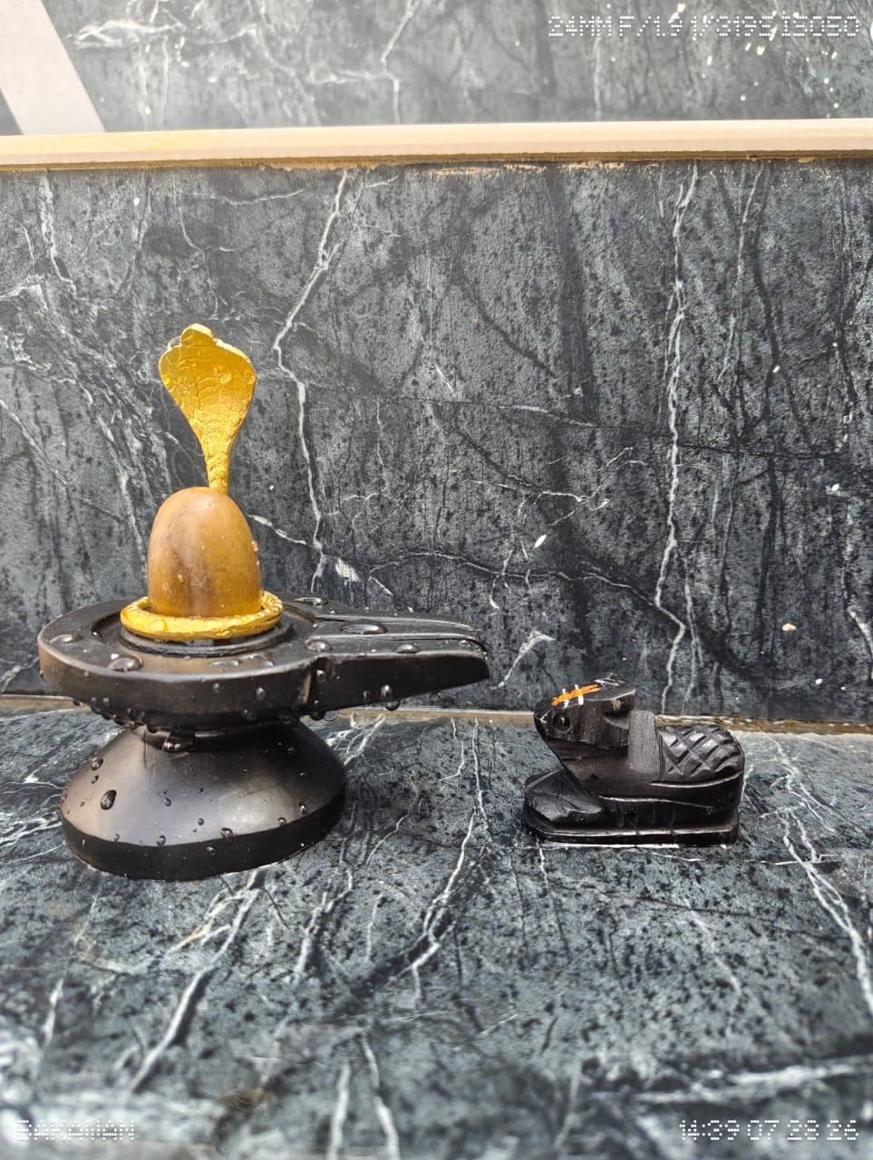 2 Inch Narmadeshwar Shivling with Nandi — Caramel Tan Narmada Stone